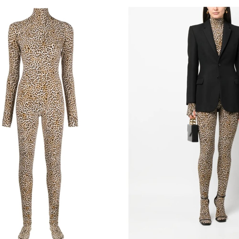 Norma kamali leopard footed catsuit
